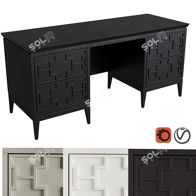 Austin Home Desk: Stylish and Functional 3D model image 4