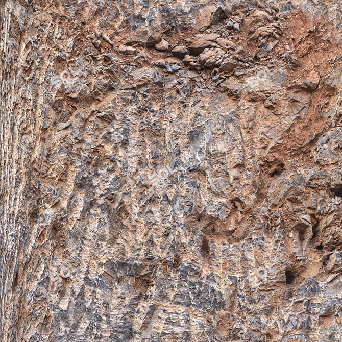 8K Stone Wall Cliff Texture 3D model image 3