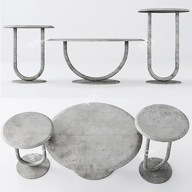 Modern Concrete Wire Tables 3D model image 2