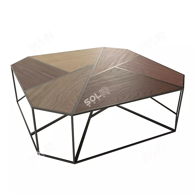 Metal and Wood Coffee Table 3D model image 2