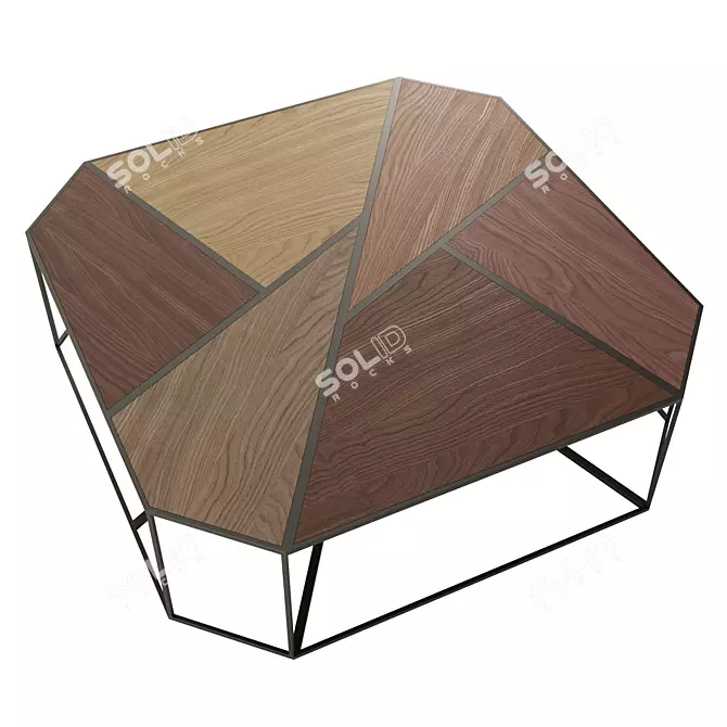 Metal and Wood Coffee Table 3D model image 3