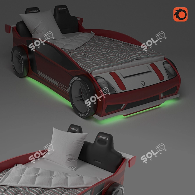 Formula Teen Car Bed with Underbed Storage 3D model image 2
