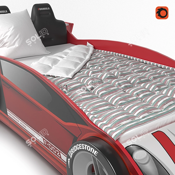 Formula Teen Car Bed with Underbed Storage 3D model image 3