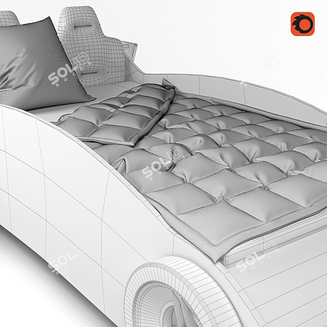 Formula Teen Car Bed with Underbed Storage 3D model image 4