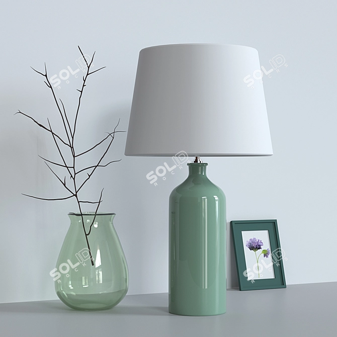 Elegant Home Accents: Lamp, Photo Frame, Glass Vase 3D model image 1