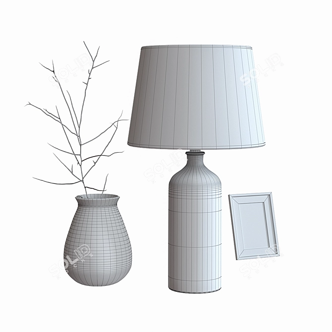 Elegant Home Accents: Lamp, Photo Frame, Glass Vase 3D model image 2
