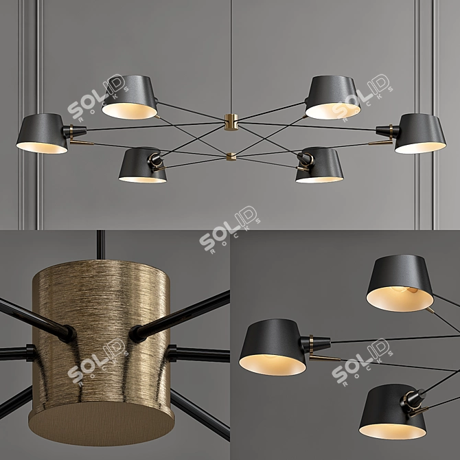 Elegant Pivot Chandelier 3D model image 1