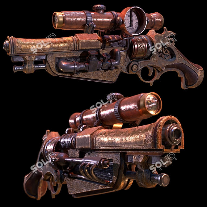 Victorian Vintage Handgun: Timeless Elegance in Your Hands 3D model image 1