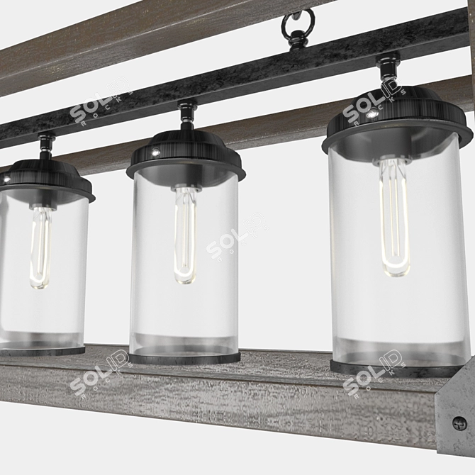 Sleek Rectangle Pendant Chandelier 3D model image 3