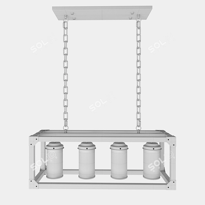 Sleek Rectangle Pendant Chandelier 3D model image 4