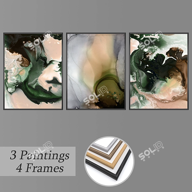 Assorted Wall Paintings Set 3D model image 1