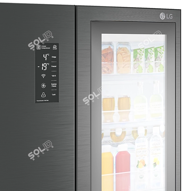 LG GC-Q22FTBKL: Stylish and Spacious Fridge 3D model image 3