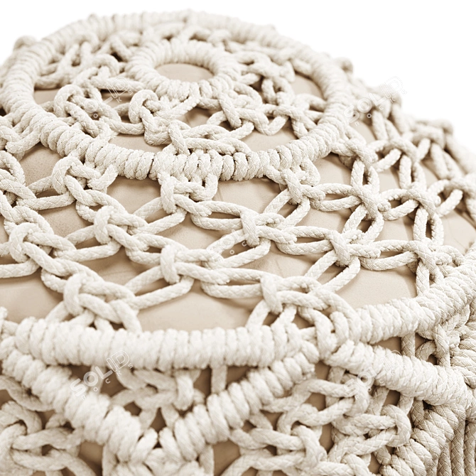 Elegant Macramé Pouf: Lambi 3D model image 2