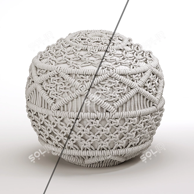 Elegant Macramé Pouf: Lambi 3D model image 3