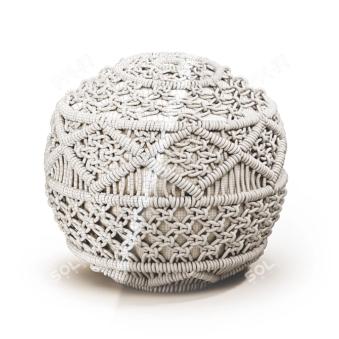 Elegant Macramé Pouf: Lambi 3D model image 4