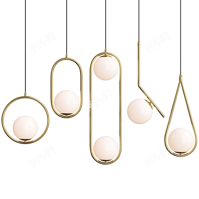 Super Exquisite Pendant Light Set "Hoop Planet 3D model image 1