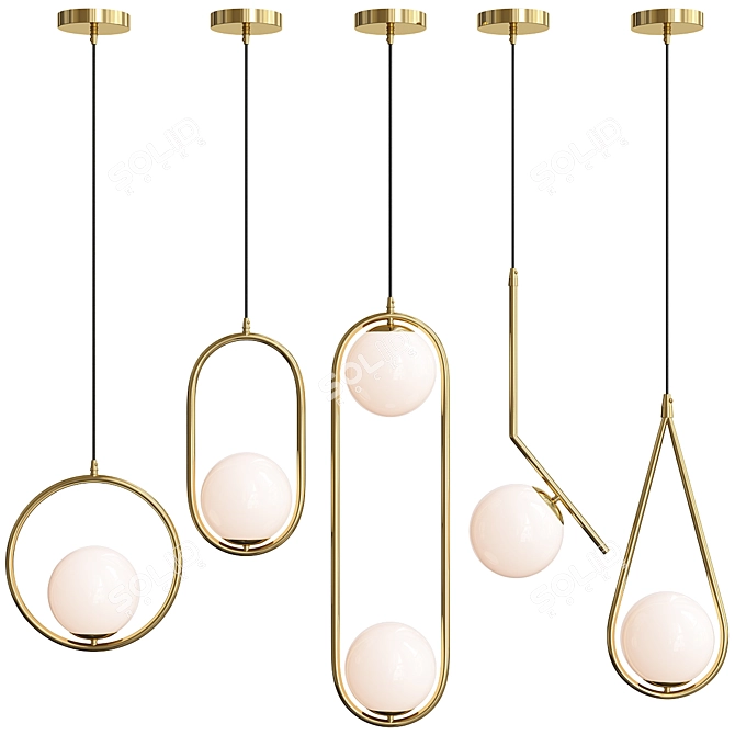 Super Exquisite Pendant Light Set "Hoop Planet 3D model image 2