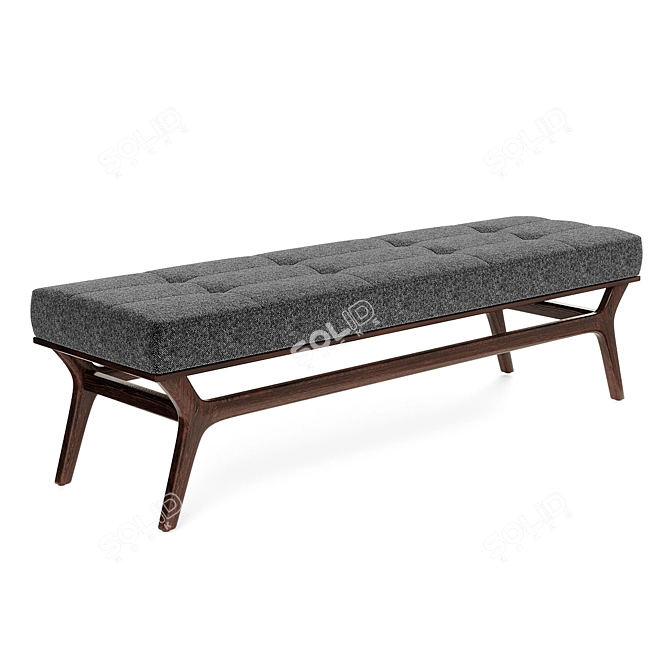 Verona Upholstered Walnut Bench 3D model image 1