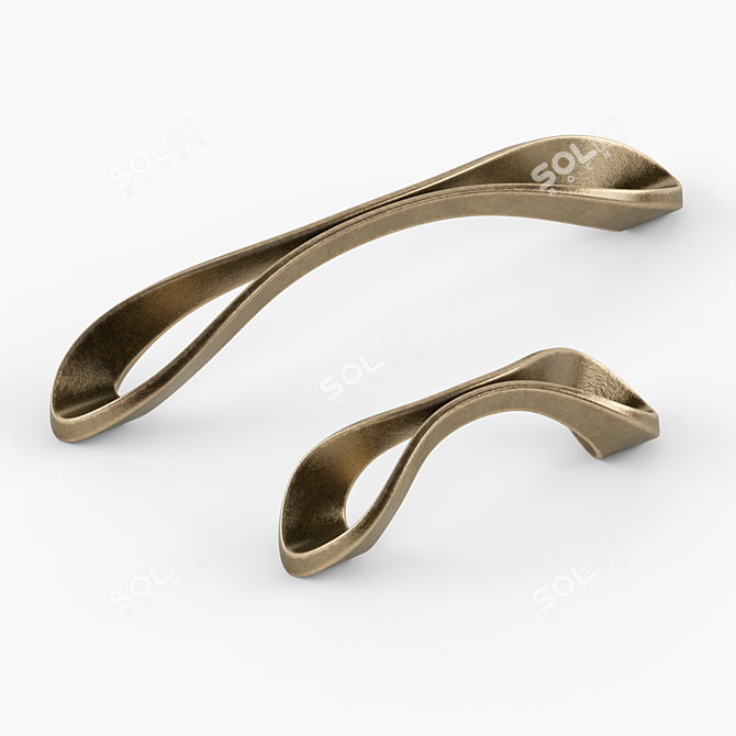 Vintage Brass Furniture Handles 3D model image 4