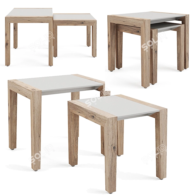Title: Rustic Clodie Set: Tables for Versatile Ambiance 3D model image 1