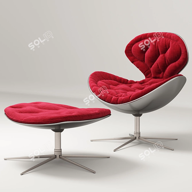 ComfortMax Armchair & Footstool 3D model image 1