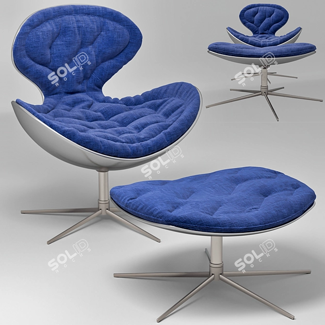 ComfortMax Armchair & Footstool 3D model image 2