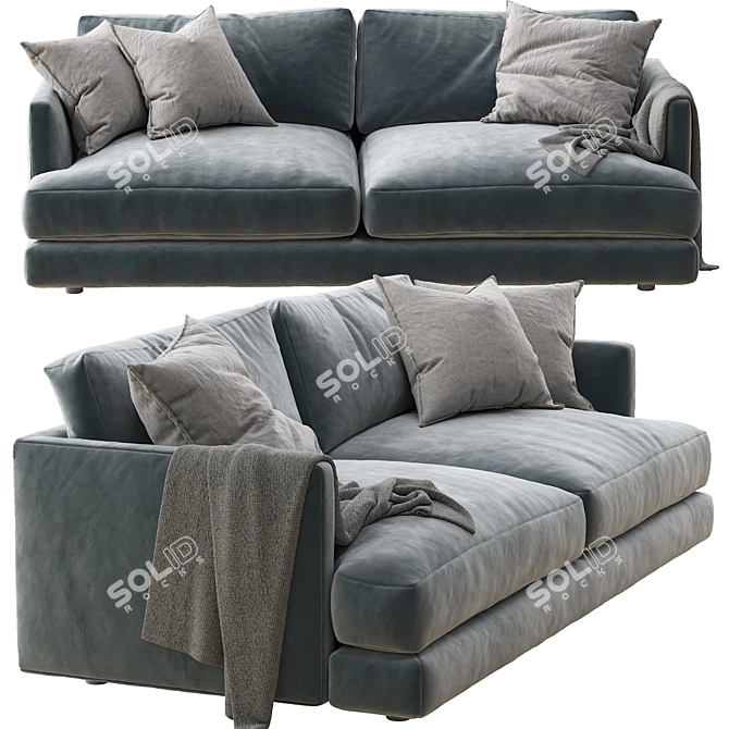 Haven 84" Sofa: Comfortably Stylish & Perfectly Sized 3D model image 2