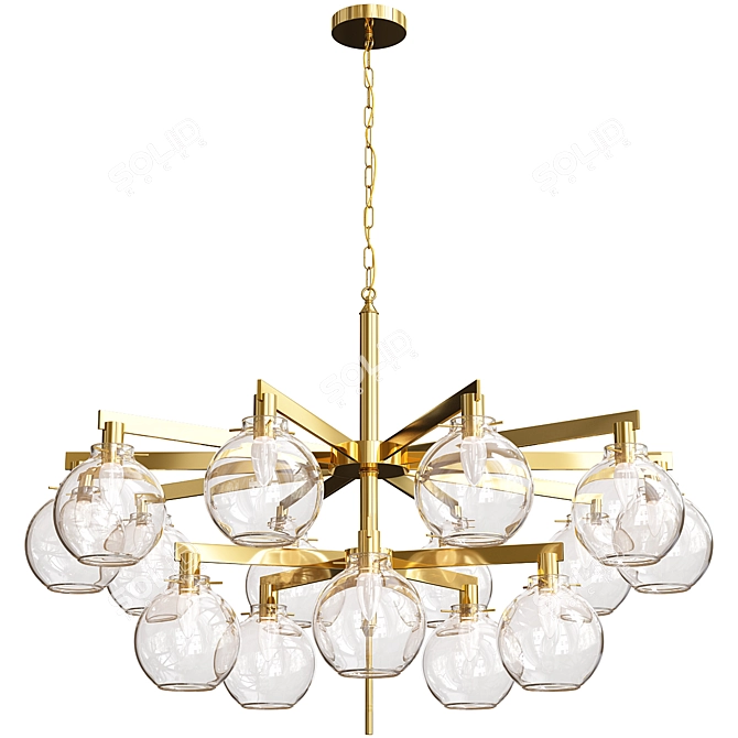 Elegant Globe Pendant Chandelier Set 3D model image 3