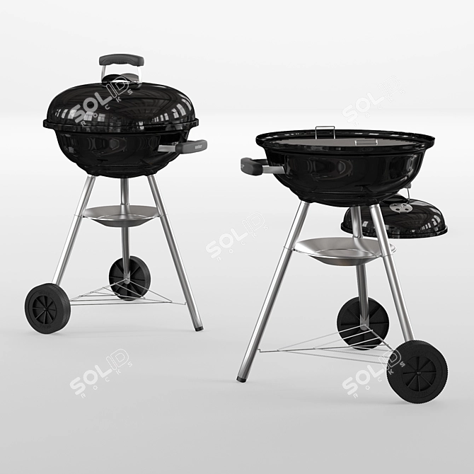 Title: Weber Compact Kettle Grill - Charcoal Grilling Perfection 3D model image 2