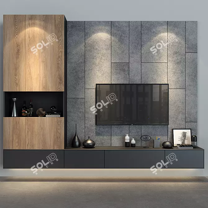 Elegant Oak Cabinet: Cabinet Furniture_057 3D model image 1