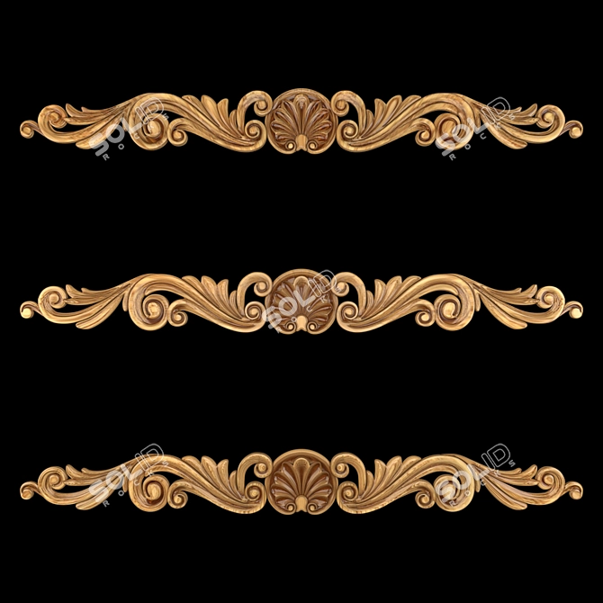 Elegant Gold Ornaments: 3Dmax2016 3D model image 2