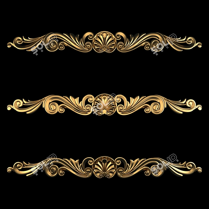 Elegant Gold Ornaments: 3Dmax2016 3D model image 3