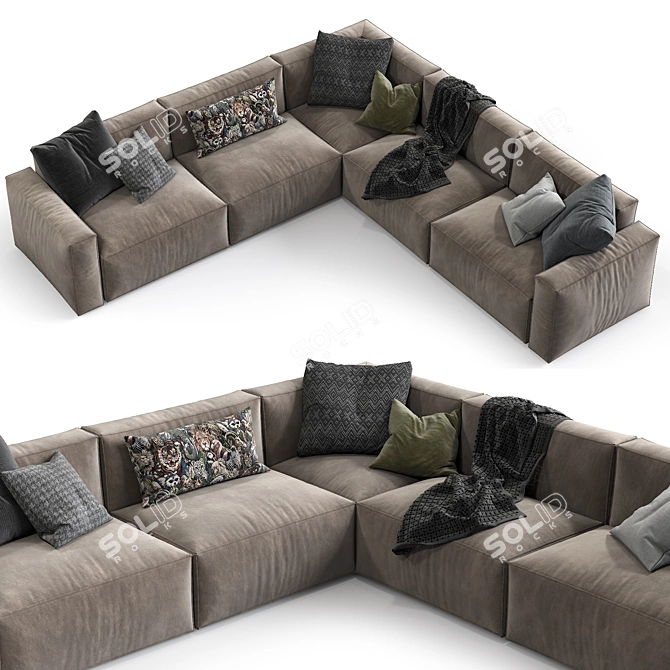 Modern Elise Stretch Leather Sofa 3D model image 2