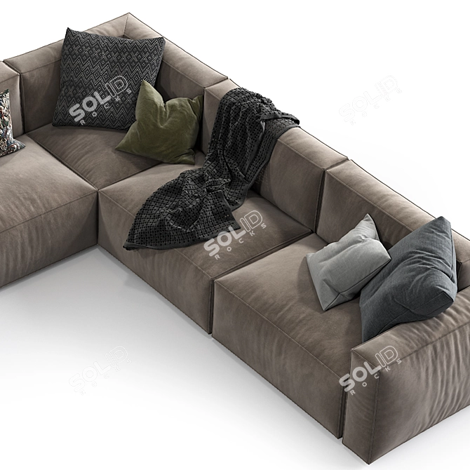 Modern Elise Stretch Leather Sofa 3D model image 3