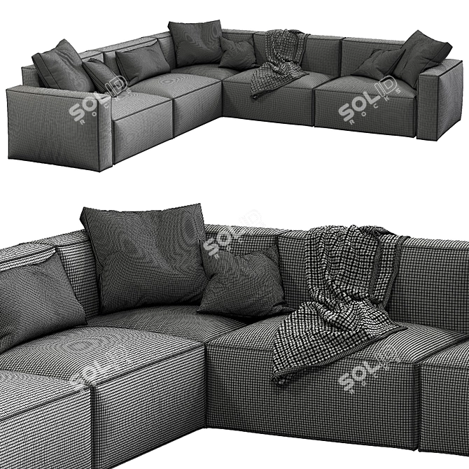 Modern Elise Stretch Leather Sofa 3D model image 4