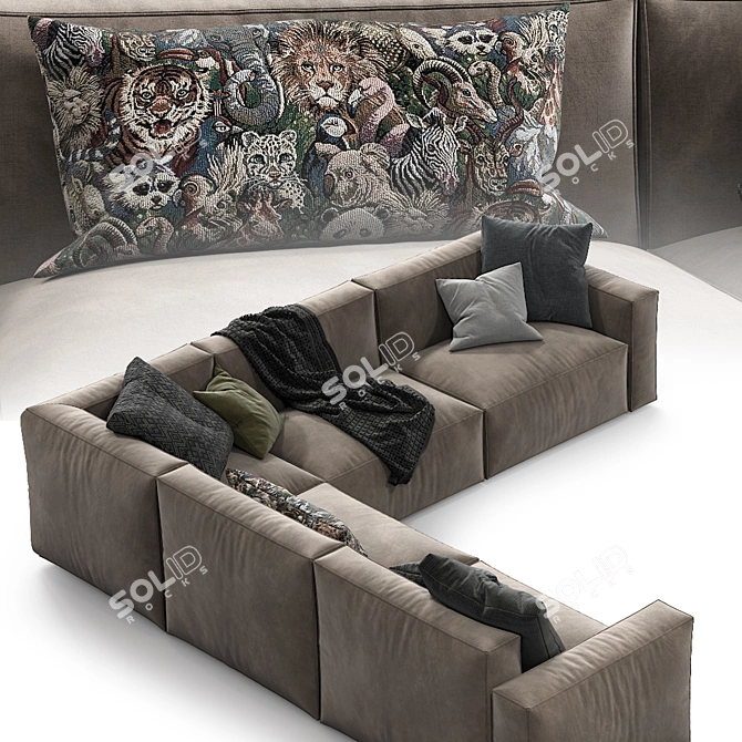 Modern Elise Stretch Leather Sofa 3D model image 5