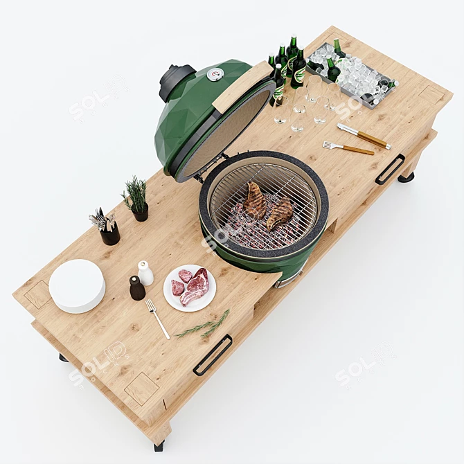 Ultimate Kamado Grill Set 2 3D model image 3