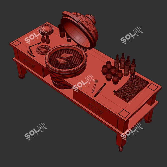 Ultimate Kamado Grill Set 2 3D model image 5