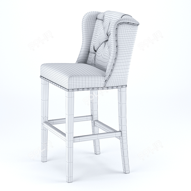 Velvet Gray-Brown Bar Stool 3D model image 3