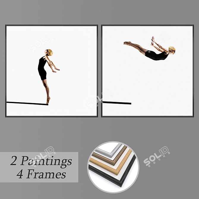Artistic Collection: Wall Paintings Set 3D model image 1