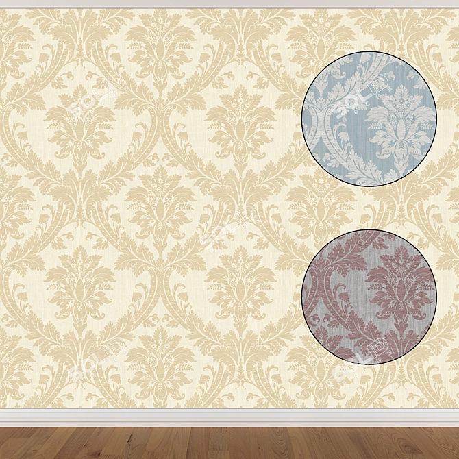 Seamless Wallpaper Set: 3 Colors 3D model image 1