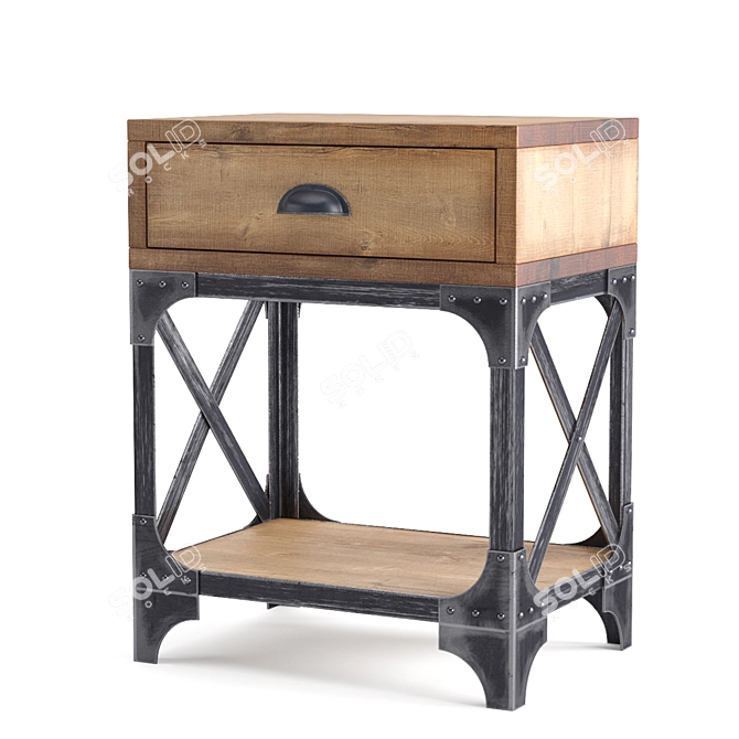 Vintage Industrial Side Table 3D model image 1