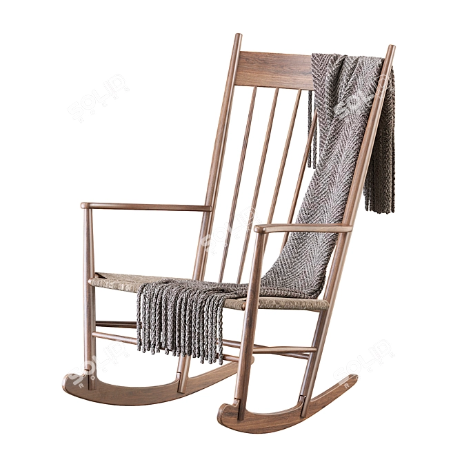 Wegner J16 Rocker: Danish Design, Hand-Woven Seat 3D model image 2