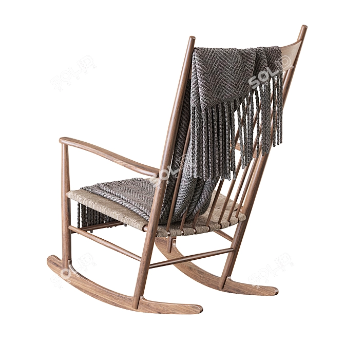 Wegner J16 Rocker: Danish Design, Hand-Woven Seat 3D model image 3