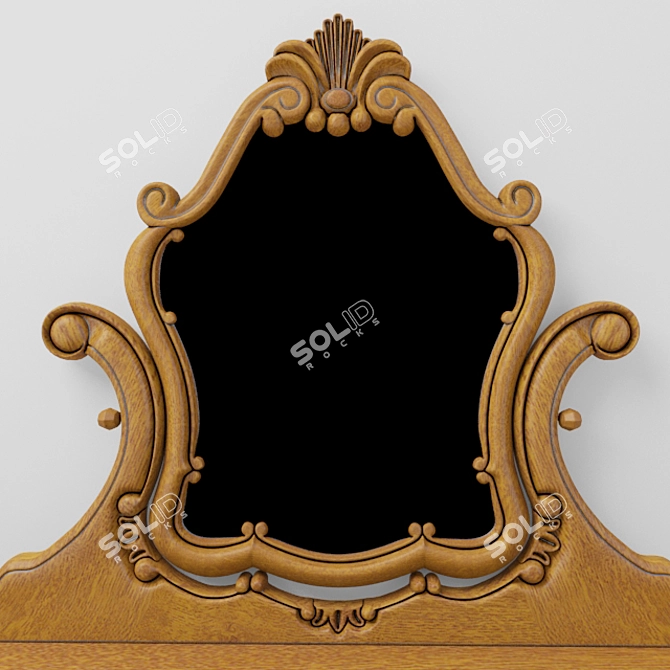 Elegant Oak Dressing Table with Stool 3D model image 3