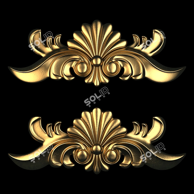 Gold-Gypsum Decorative Ornaments 3D model image 2