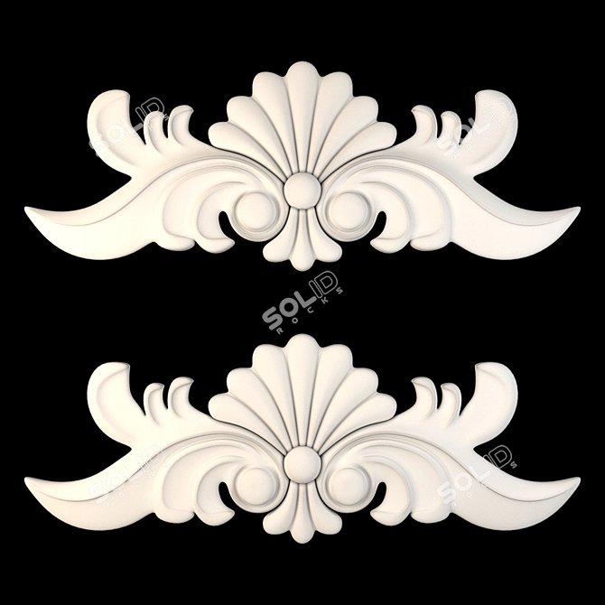 Gold-Gypsum Decorative Ornaments 3D model image 3