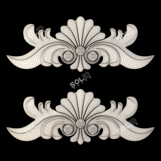 Gold-Gypsum Decorative Ornaments 3D model image 4