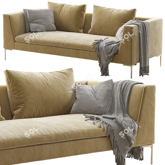 Modern Charles Sofa: 230x73x97cm 3D model image 1