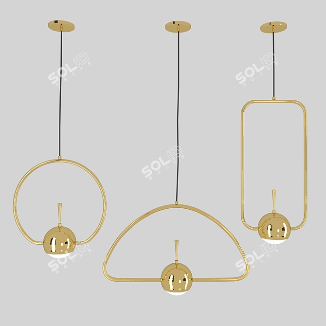 Modern Tollo Gold Pendant Lamp 3D model image 1